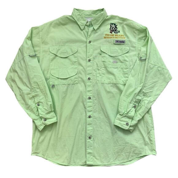 Columbia PFG Fish And Wildlife Research Institute Green Shirt Size Medium - Picture 1 of 8